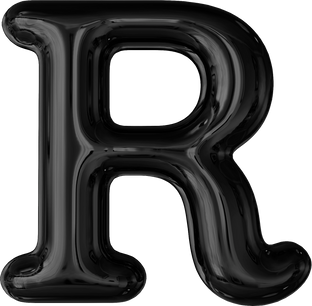 Letter R Black 3D
