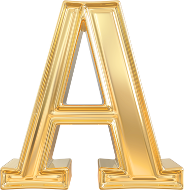 Letter A Font 3D Gold Modern